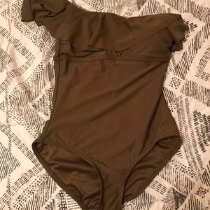 SMALL Olive Green One Piece Swimsuit